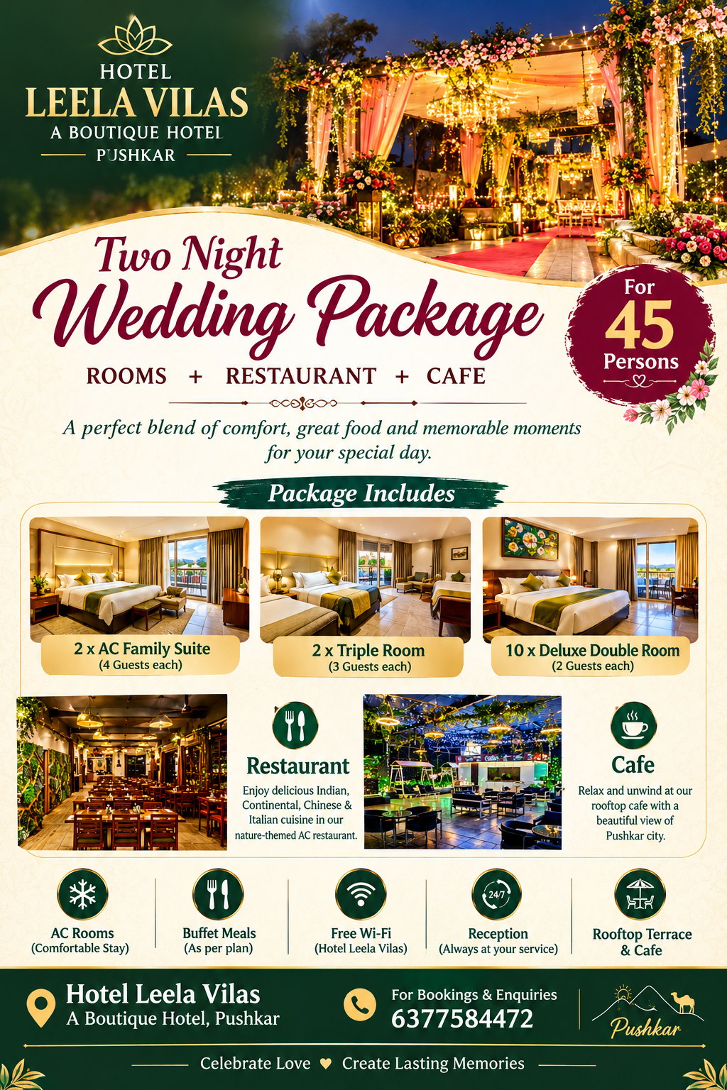 Wedding Package for Two Nights Rooms Only